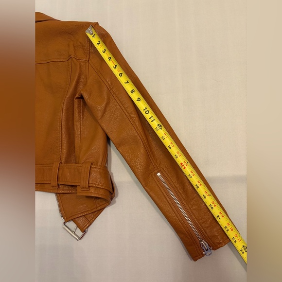 Pistola REVOLVE Tracy Moto Faux Leather Jacket in Cognac Brown New size XS - Picture 13 of 14